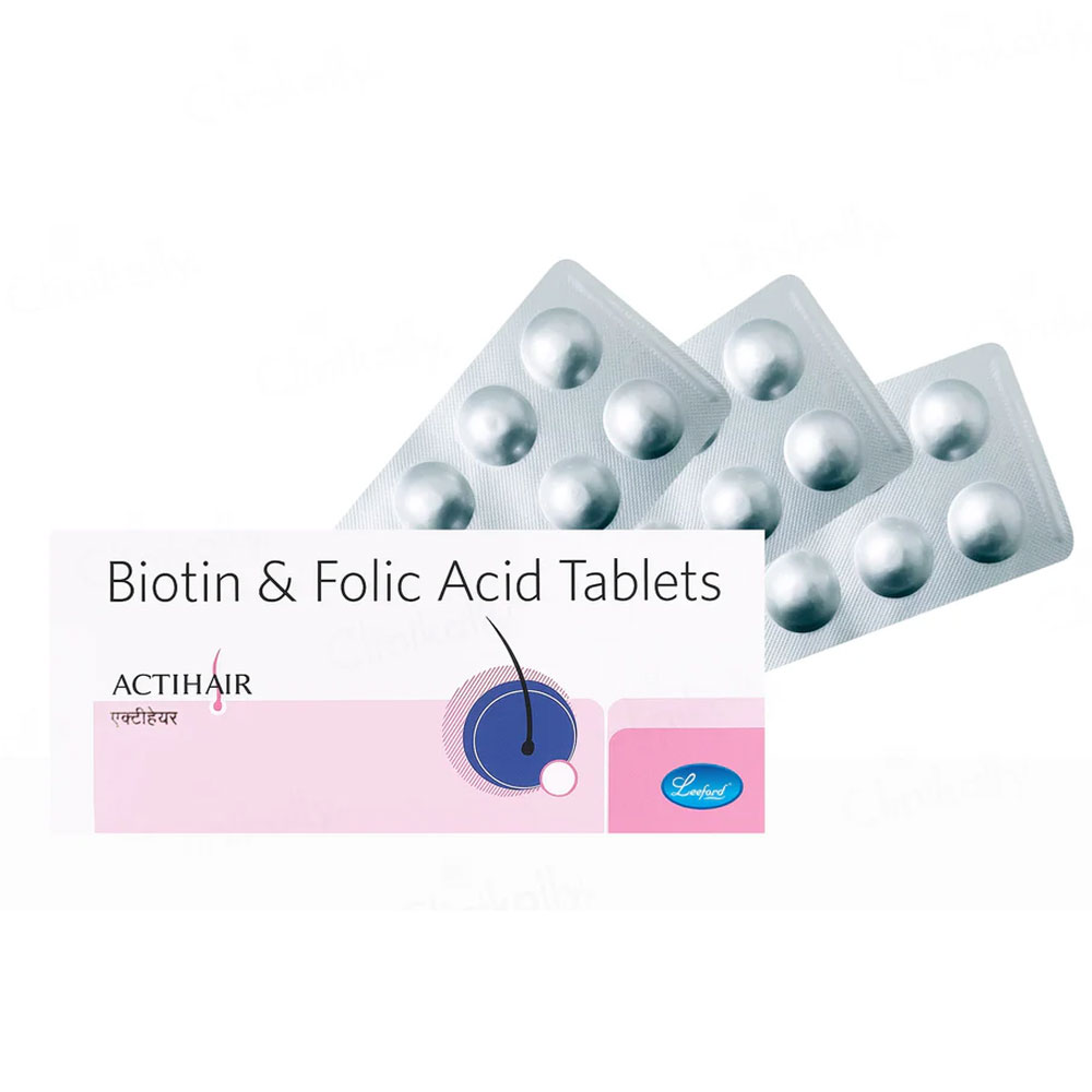 Actihair Hair care Biotine Folic Acide Tablets (30 Tabs) - Image 2