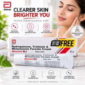 Melaite XL 3 in 1 Cream (Hydroq , Treti, Mometa ) For Skin Whitening & Lightning 15gms